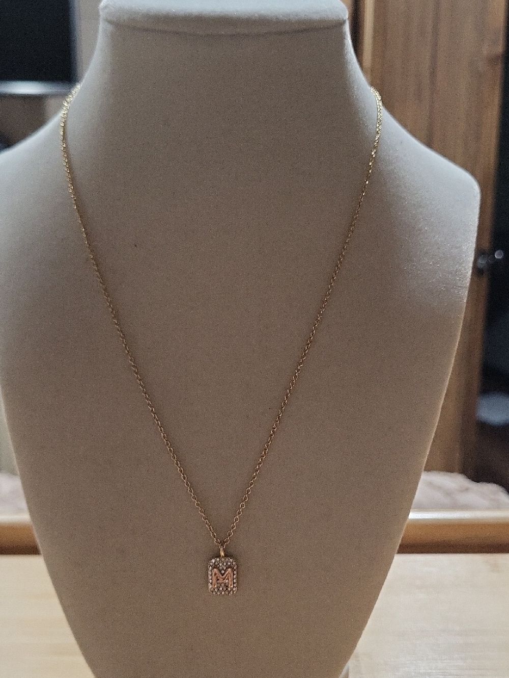 BaubleBar Gold Initial M Pavé Pendant Necklace